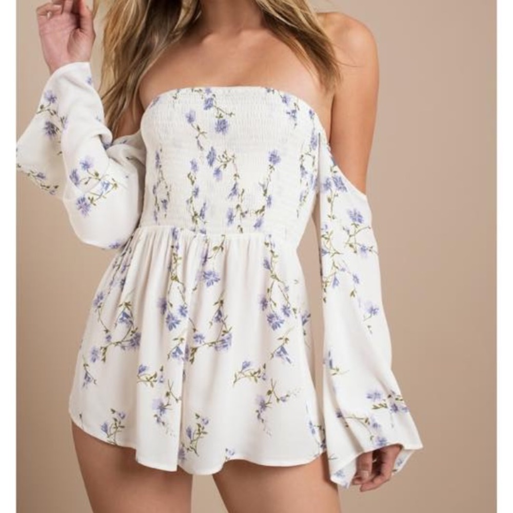 Tobi Floral Off the Shoulder Romper